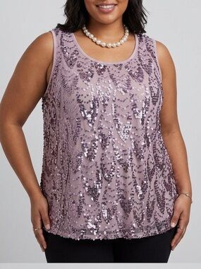 TORRID Purple Sequin Tank Blouse Lined Plus Size 4X